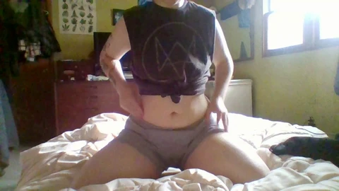 FTM edging con un enorme dildo da dieci pollici